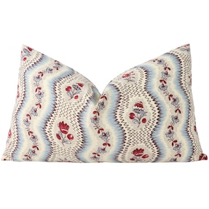 Backorder - Pierre Frey Greuze pillow cover in Bleu Rouge L4216003 - ON BOTH SIDES // Designer pillow cover // High end pillow cover