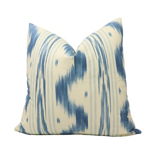 Pierre Frey Toile de Nantes pillow cover in Bleu ancien F1977001 - ON BOTH SIDES // Designer pillow cover // High end pillow with knife edge