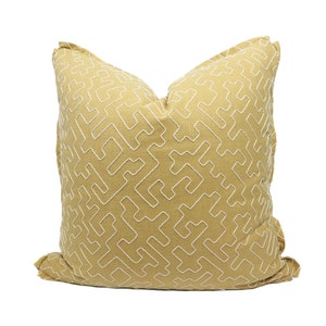 Ready to ship** 12x20 Villa Nova Asante pillow cover in Ochre Embroidery V3293/03- ON BOTH SIDES // Designer pillow cover with knife edge