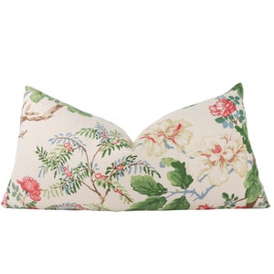 Lee Jofa Chinese Peony linen pillow cover in Rose 2009164.731.0 // Designer pillow cover // High end pillow cover // Decorative pillow cover