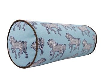 BOLSTER // Schumacher Faubourg Blue 178011 // Designer Bolster cover // High end bolster cover // Decorative pillow cover