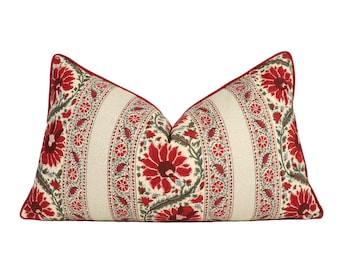 Pillow cover with CONTRAST WELT/Pierre Frey Braquenie Mauresque Multicolore B1777001-double sided/Welt: RM Coco Platinum Cranberry