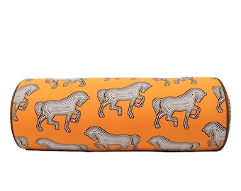 BOLSTER // Schumacher Faubourg Orange 178010 // Designer Bolster cover // High end bolster cover // Decorative pillow cover