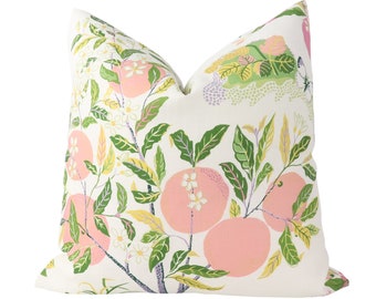 INDOOR/OUTDOOR Schumacher Citrus Garden pillow cover in Pink Garden 177333 // Designer pillow // High end pillow // Decorative pillow