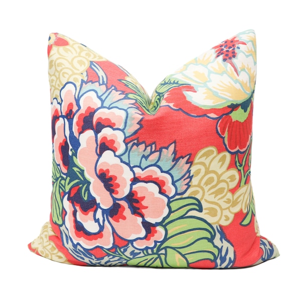 Thibaut Honshu pillow cover in Coral and Green F975490 // Designer pillow // High end pillow // Decorative pillow