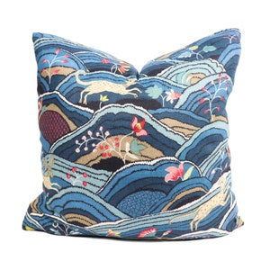 Schumacher Rolling Hills pillow cover in blue 177380 // Designer pillow // High end pillow // Decorative pillow