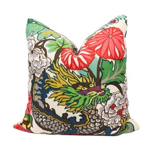 DOUBLE SIDED Schumacher Chiang Mai Dragon pillow cover in Alabaster 173273 // Designer pillow // High end pillow // Decorative pillow