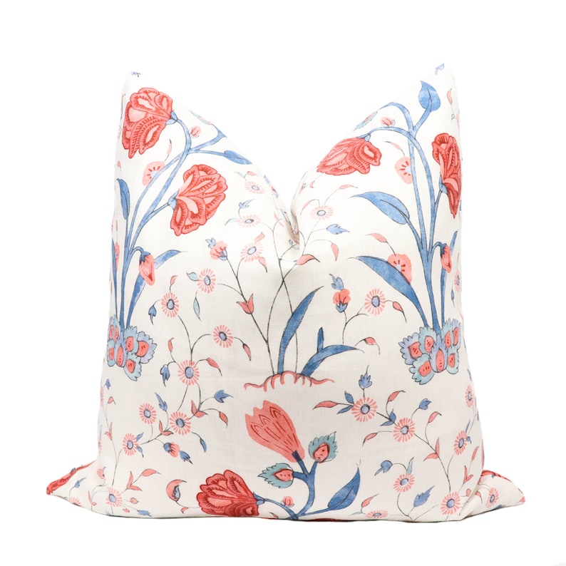 Schumacher Khilana Floral Pillow Cover in Delft & Rose 178330 ...