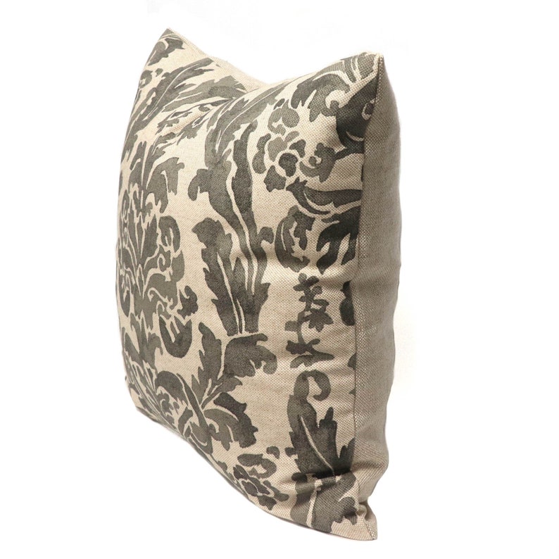Gable damask pillow cover in stone Gable damask pillow cover in stone