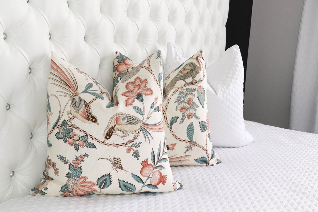 Schumacher Campagne Pillow Cover in Peacock & Rauge 175950 // Designer ...