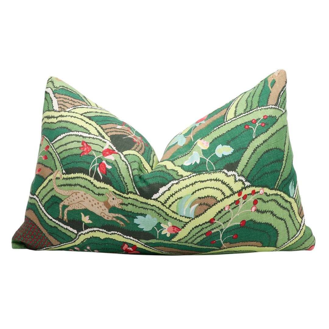 Schumacher Rolling Hills Pillow Cover in Green 177381 // Designer
