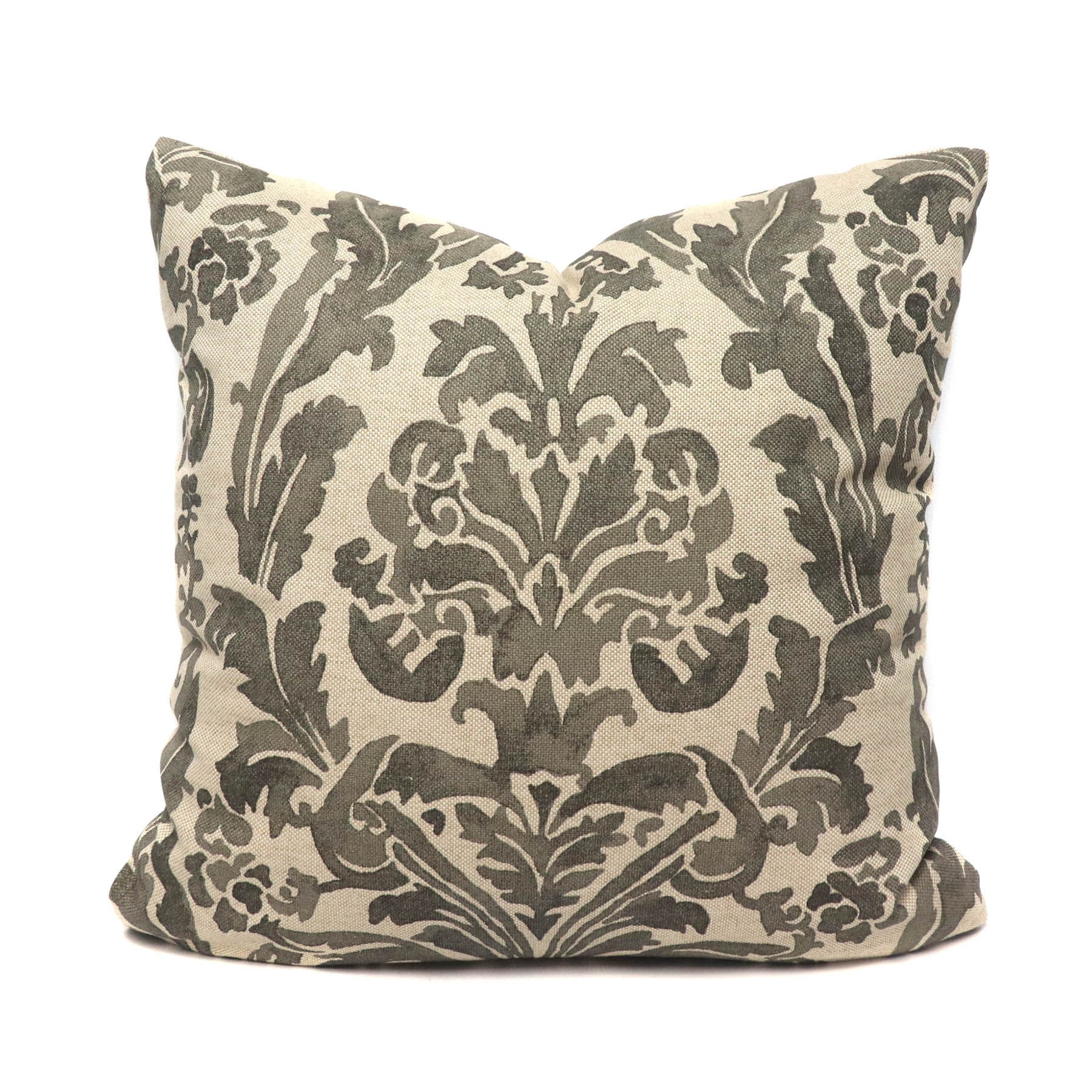 Gable damask pillow cover in stone Gable damask pillow cover in stone