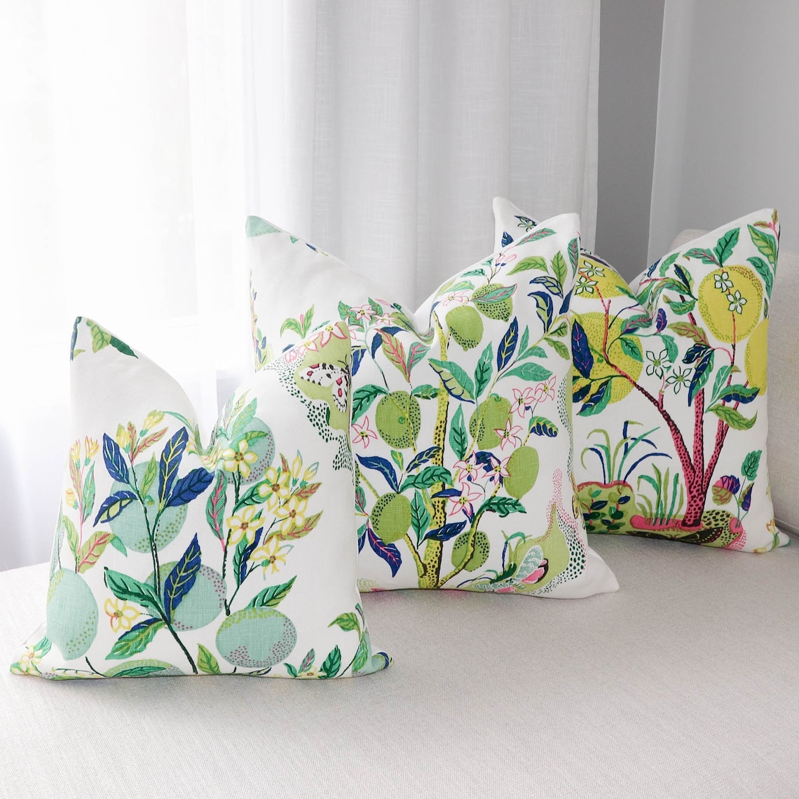 Schumacher Citrus Garden pillow cover in Lime