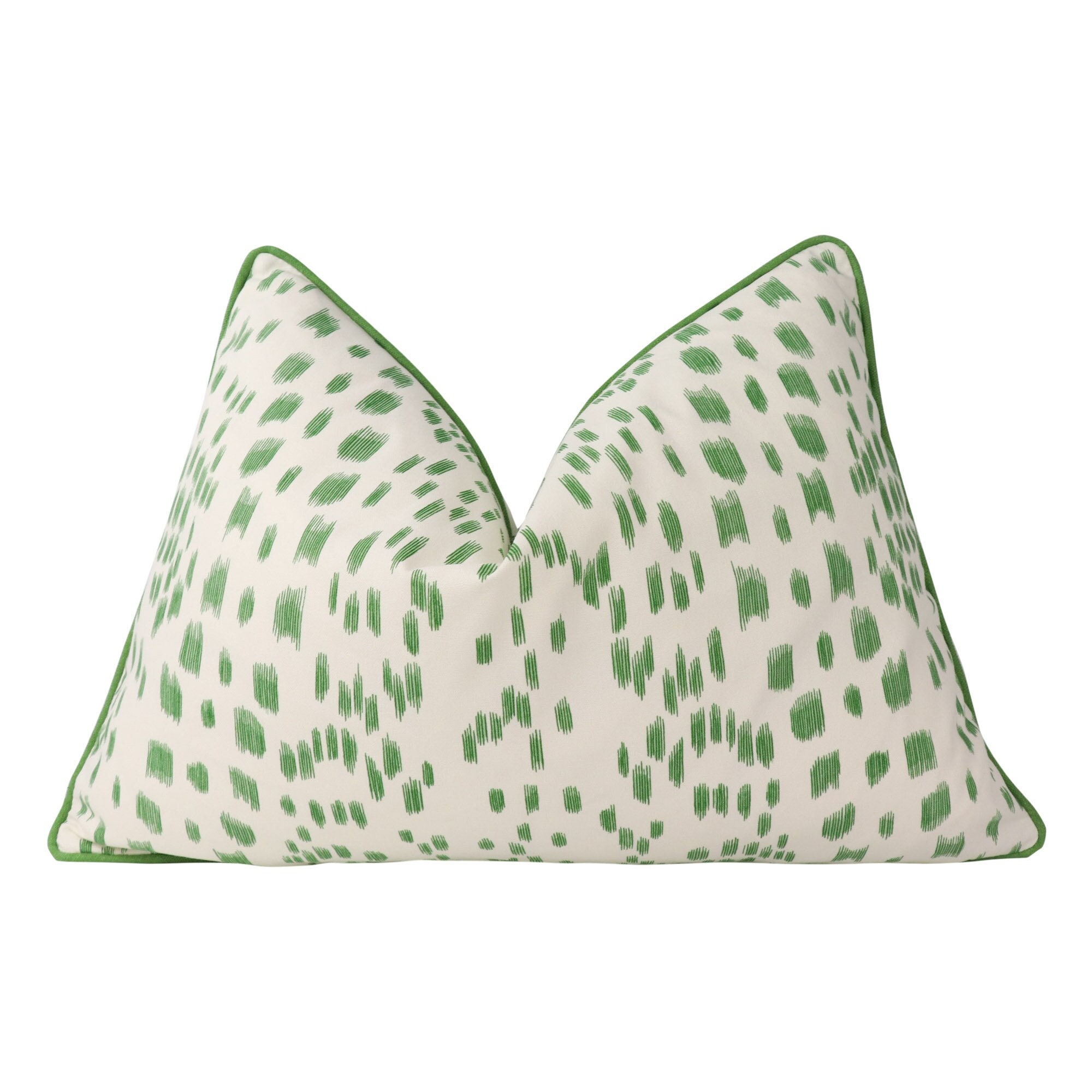 Pillow cover with CONTRAST WELT / Brunschwig & Fils Les Touches Green 8012138.3.0 // Designer pillow // Green welt:Ticonderoga 34 Spring