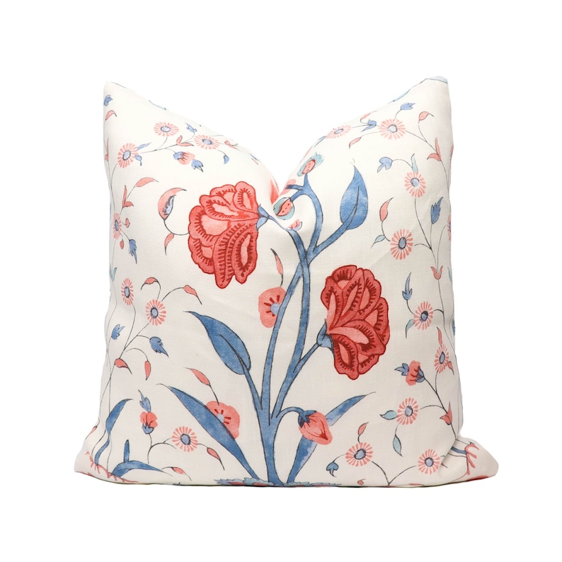 Schumacher Khilana Floral Pillow Cover in Delft & Rose 178330 ...