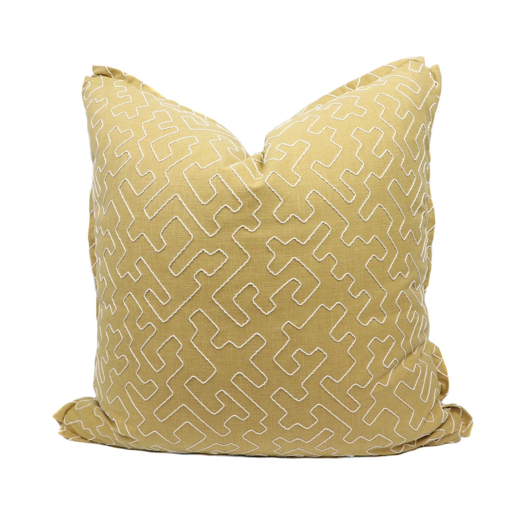 Villa Nova Asante Pillow Cover in Ochre Embroidery V3293/03 ON BOTH