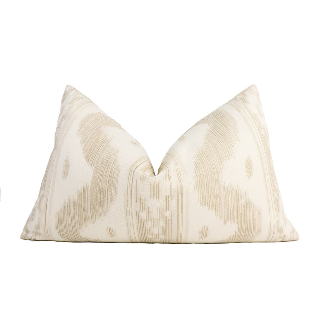 Quadrille Bali Hai Pillow Cover in Beige on Tint 202020 ON BOTH SIDES