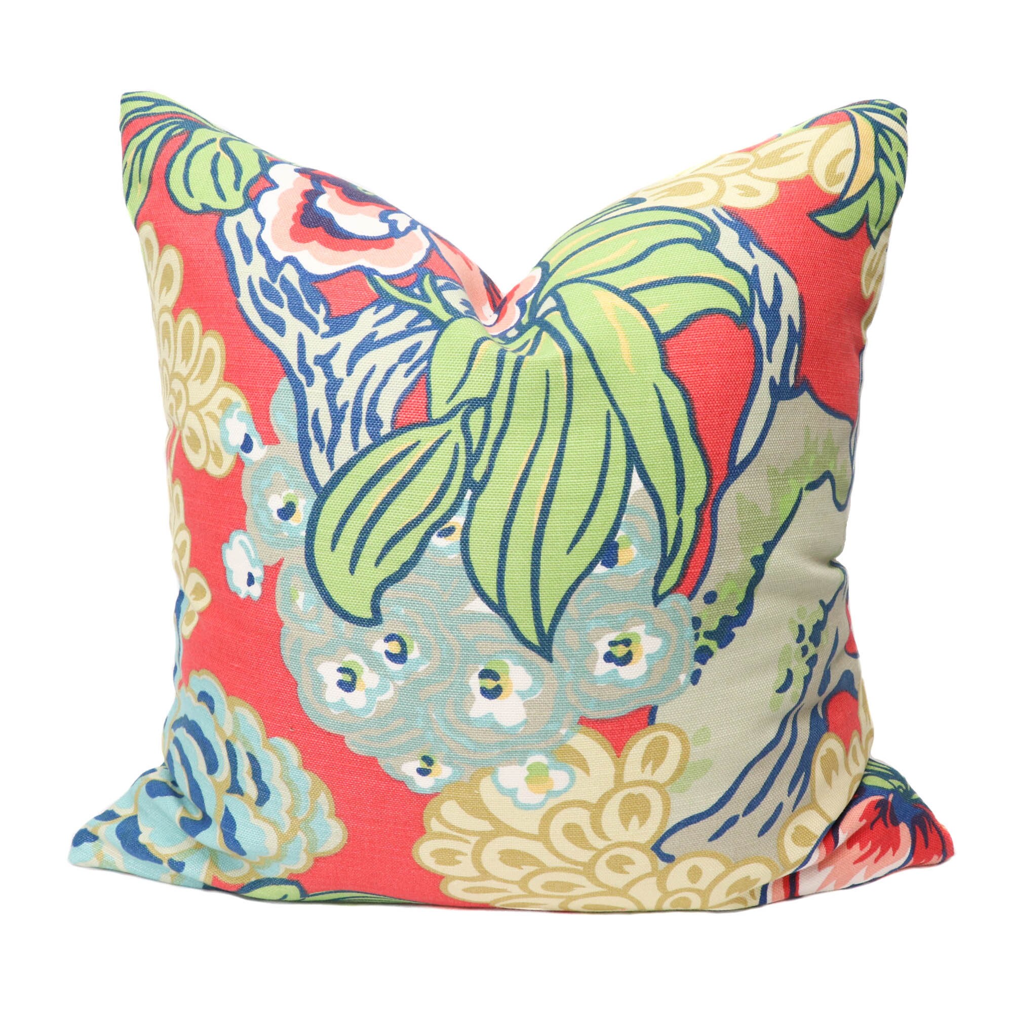 Thibaut Honshu Pillow Cover in Coral and Green F975490 // Etsy