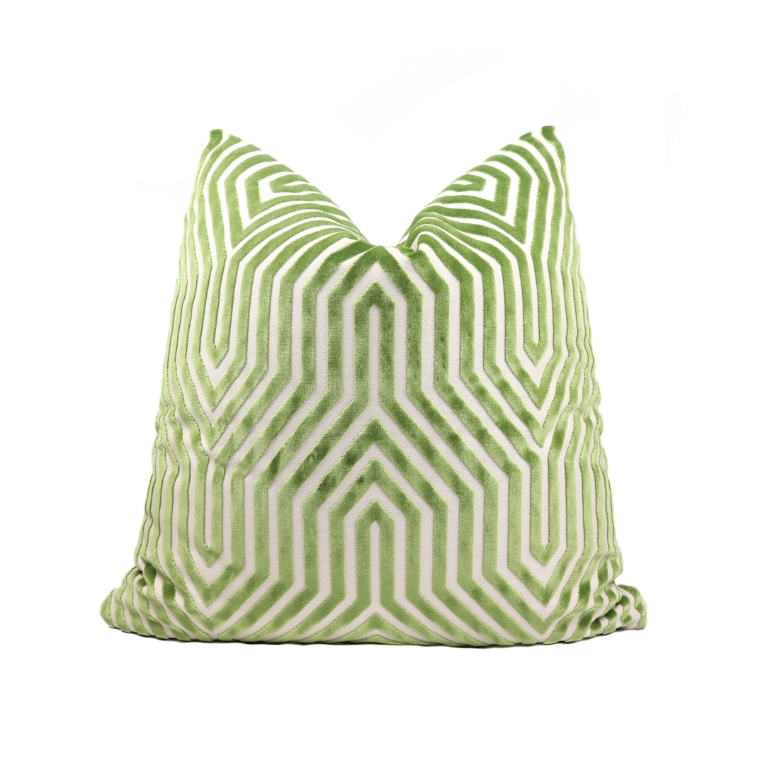 Schumacher Vanderbilt Velvet Pillow Cover in Lettuce 66193 // Designer