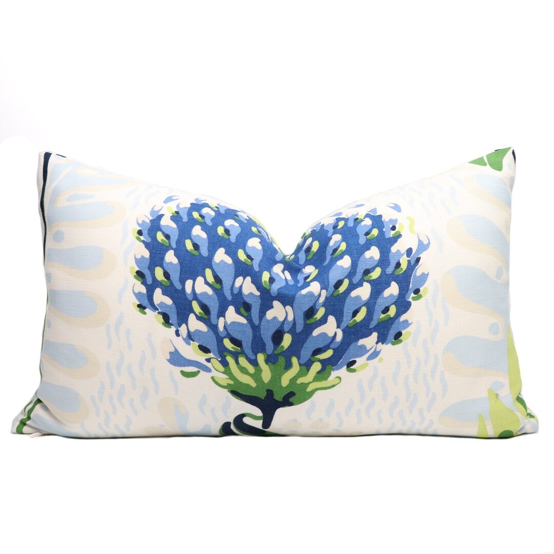 Ready to Ship Thibaut Tiverton Pillow Cover in Blue and Green F910650