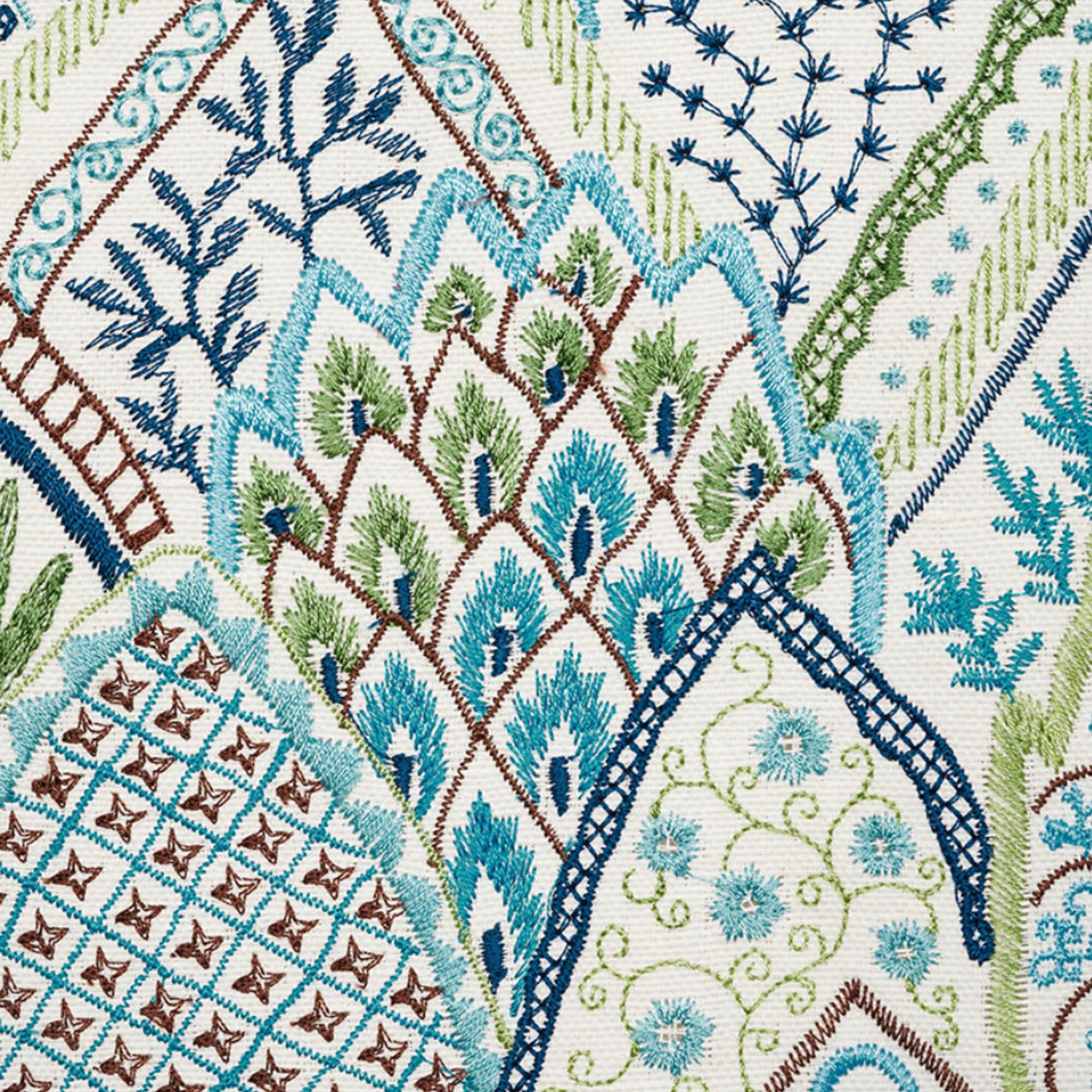 Schumacher Albizia Embroydered Pillow Cover in Blue & Green 76311- ON ...