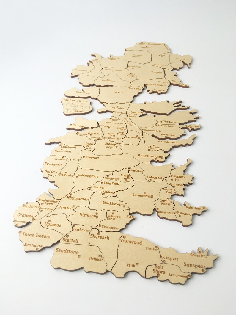 GOT Game of Thrones Westeros Wooden Puzzle Map Etsy