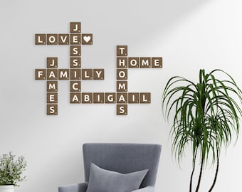 3D Wooden scrabble tiles | Custom family name sign | Personalized Wooden Letters | Scrabble letters | Wall art | Alphabet letters