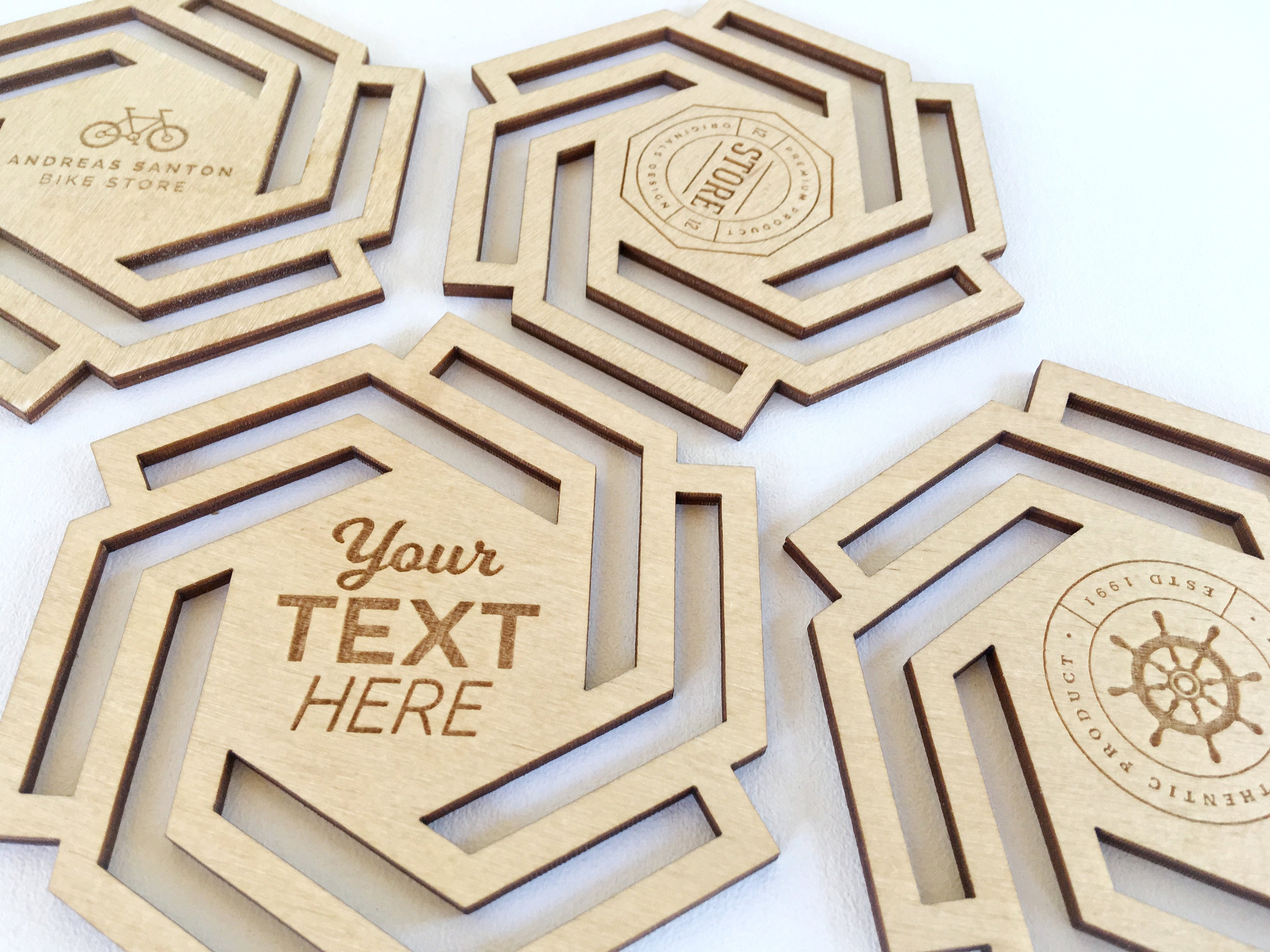 Engraved Personalized Wooden Coasters Company Logo Coasters Etsy