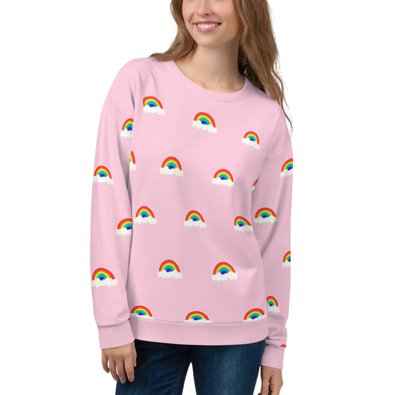 Unisex Rainbow Sweatshirt Retro Sweatshirt Kawaii Rainbow Etsy