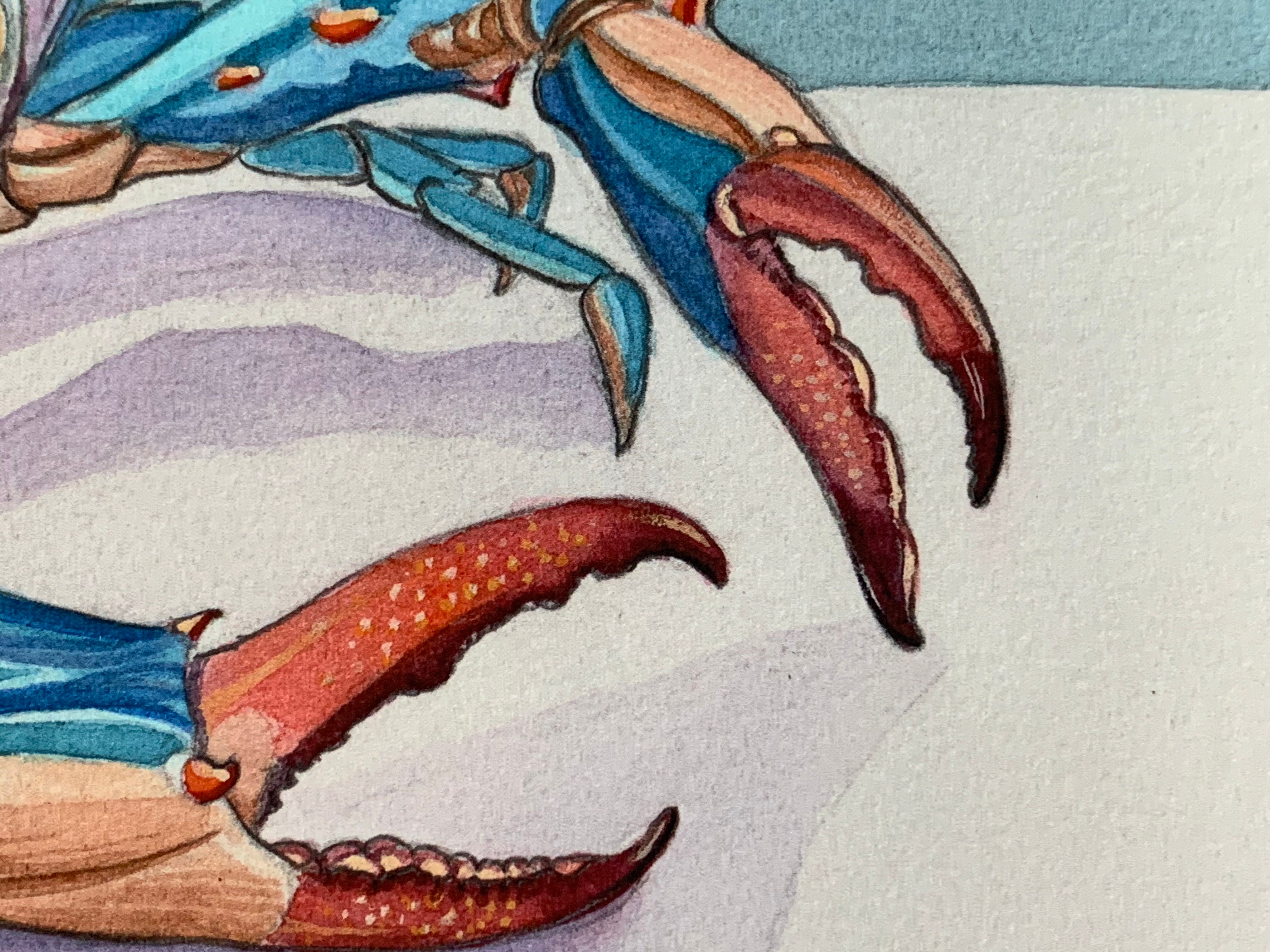 Blue Crab Print, Maryland Blue Crab, Art Print of Original Watercolor Painting, Image Size 8 X ...