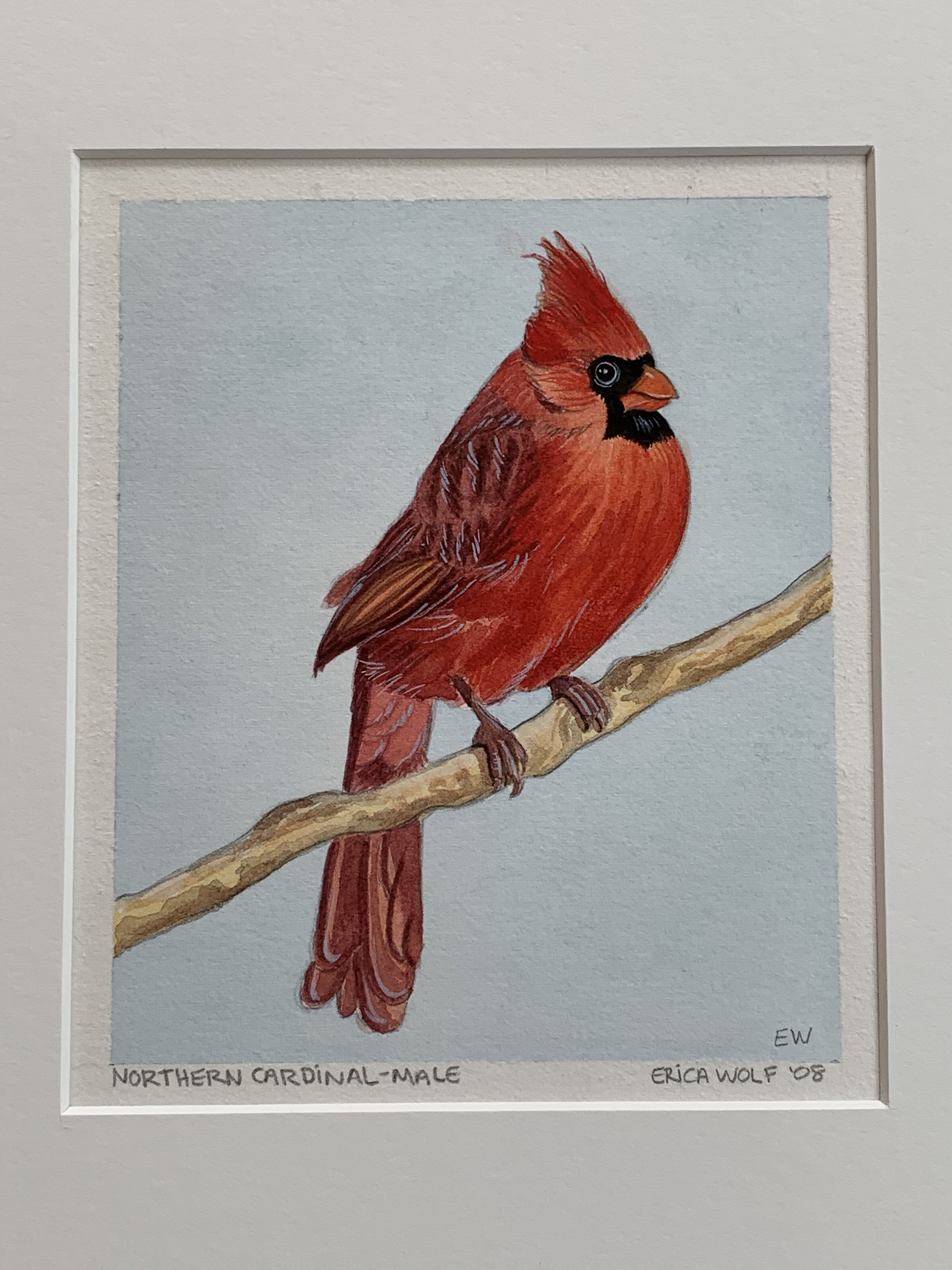 Original Cardinal Painting, Male Cardinal, Bird Art, Original Watercolor Painting, Image Size 5