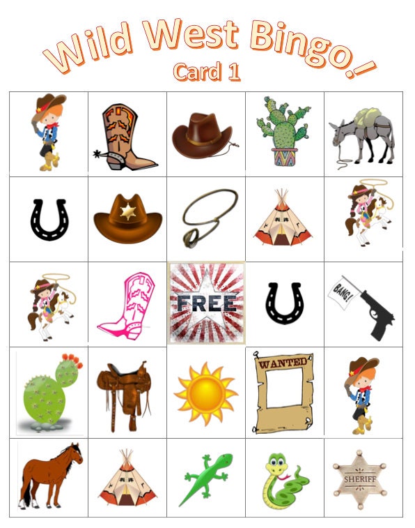 Cards Cowboy Bingo - Etsy