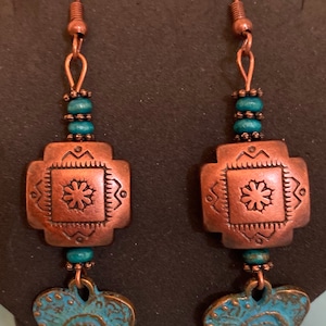Rustic COPPER HEART EARRINGS