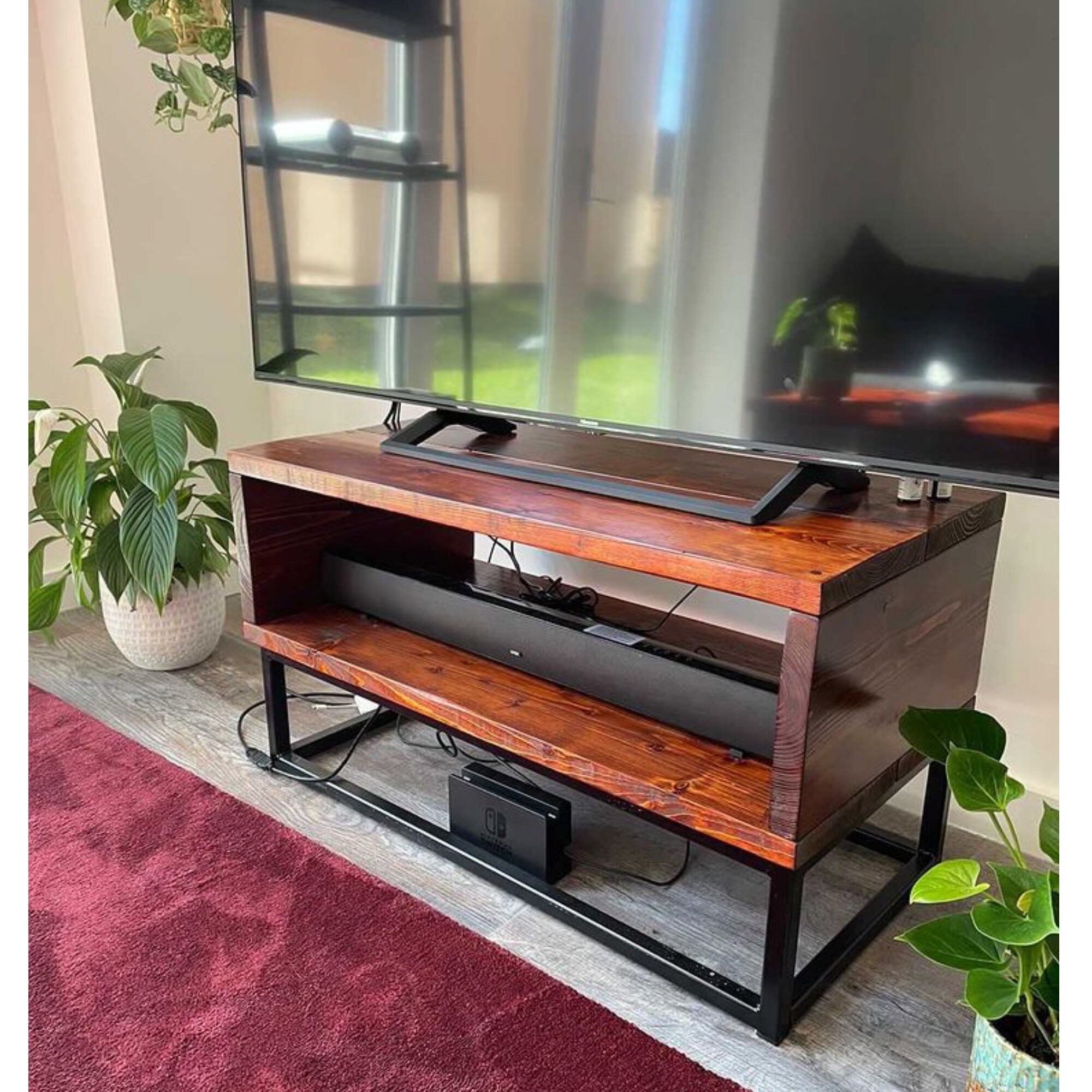 Corner TV Unit Industrial Chic Reclaimed Media Stand Unit Etsy