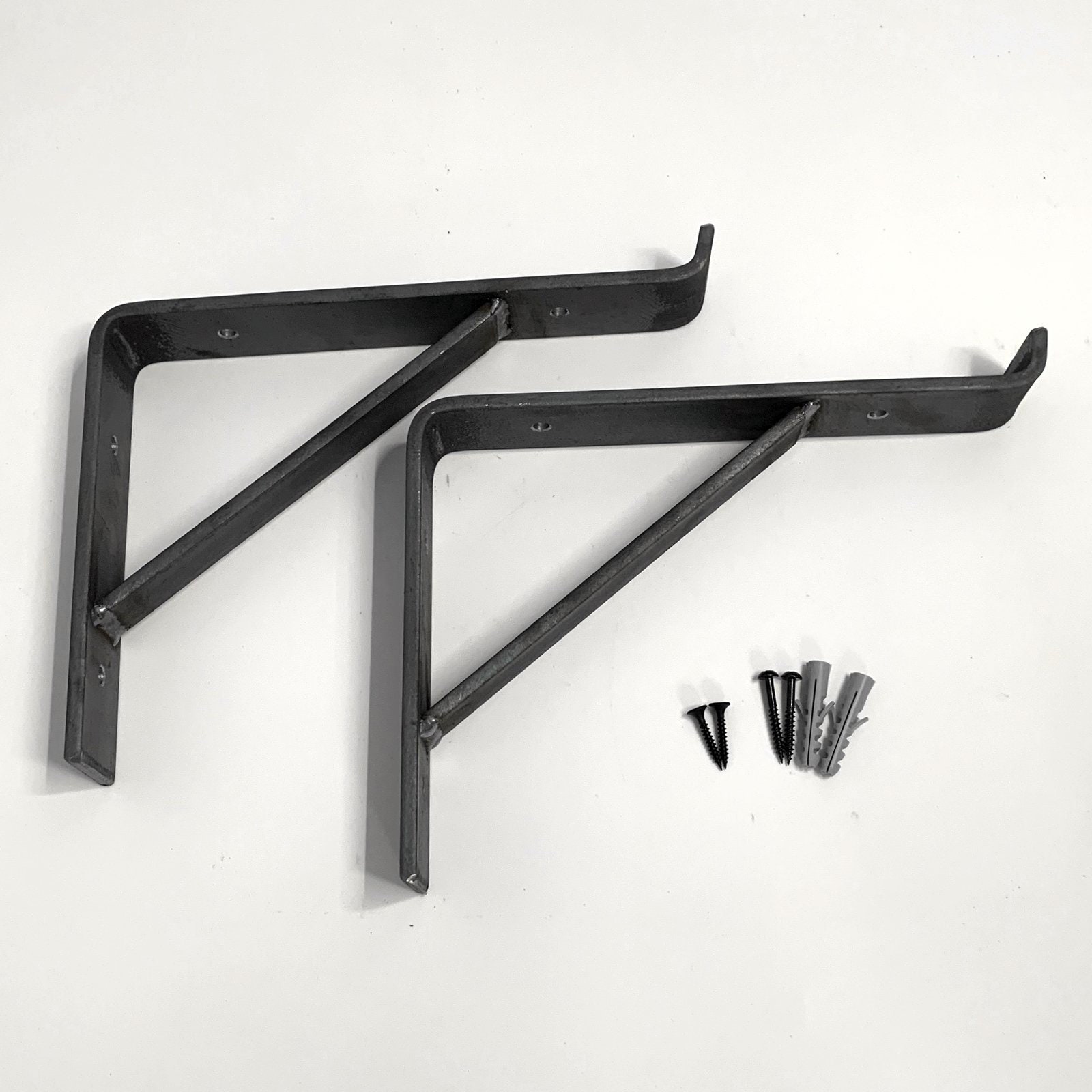 Pairs Of Scaffold Board 225mm Shelf Brackets Raw Black & White Etsy