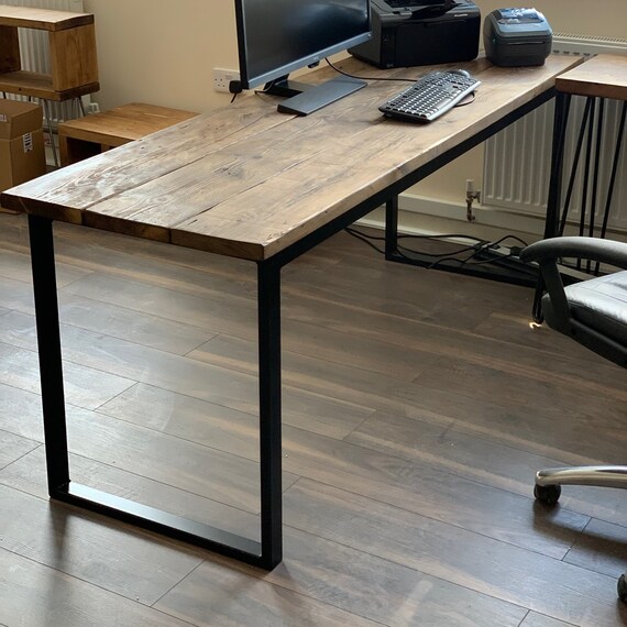 Industrial Table Rustic Wooden Desk Wood Reclaimed Executive Etsy