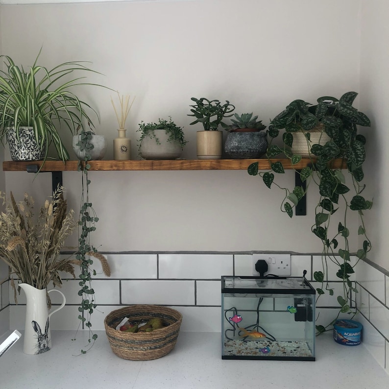 2x Scaffold Board Rustic Shelves & 2 Pair Metal Brackets Etsy