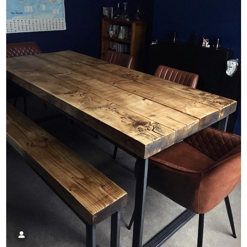 Rustic Dining Table Industrial Style made from 65mm Solid Wood Etsy