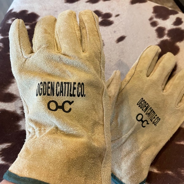 Custom leather gloves, cattle brand, farm brand, personalized gloves, Cowboy gloves, groomsman, dad, cowhide, rodeo, farm, business