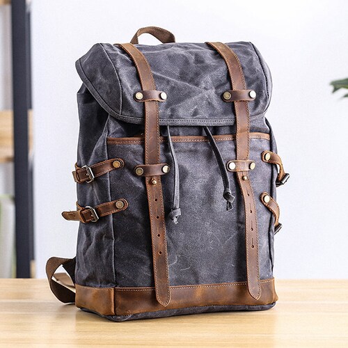 Unisex Travel Backpack Waxed Canvas Outdoor Backpack Laptop - Etsy
