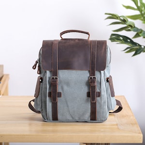 Personalized Canvas School Backpack Travel Backpack Hiking Rucksack Laptop Backpack Unisex Daily Backpack Camping Backpack Gifts for Men
