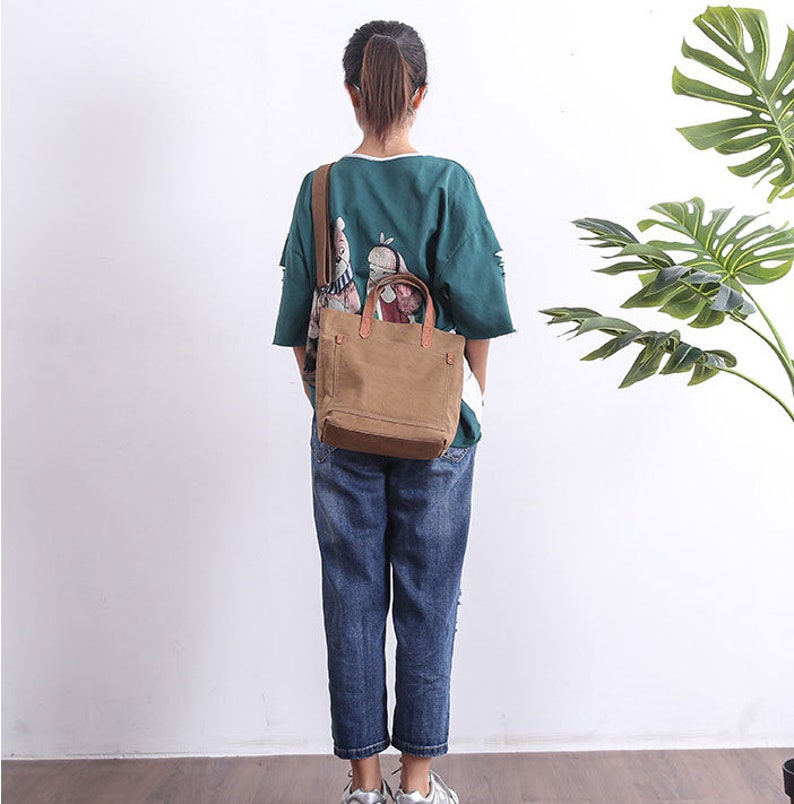 Minimalist Sling Bag, Canvas Shoulder Bag, Casual Satchel Bag, Canvas Messenger Bag, Unisex Canvas Bag, Canvas Crossbody Messenger Bag image 9