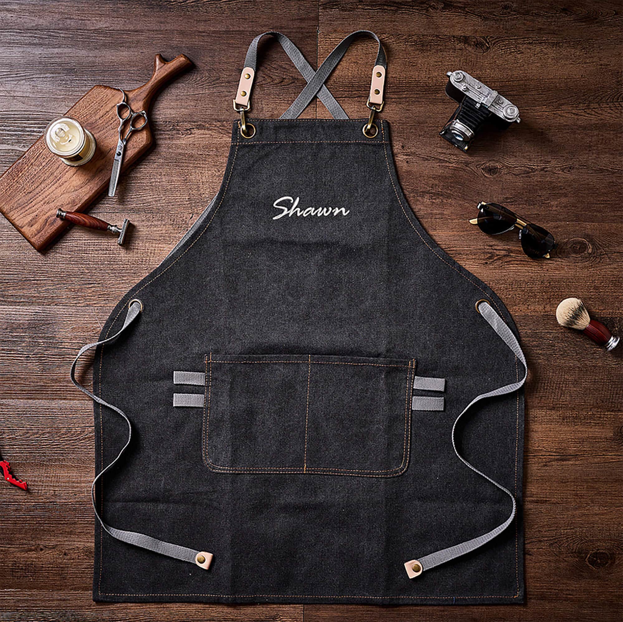 Personalized Canvas Apron, Canvas Workshop Apron, Bartender&#39;s Apron, Embroidered Kitchen Apron, Barbeque Apron,  Bartender Apron, Chef Apron
