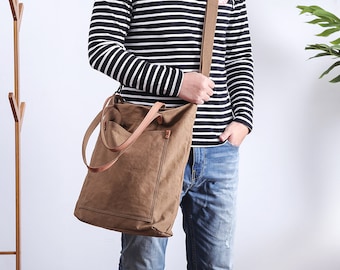 Handmade Canvas Shoulder Bags, Canvas Tote Bag, Canvas Handbags, Large Canvas Bag, Unisex Canvas Bag, Canvas Crossbody Bag, Daily Work Bag
