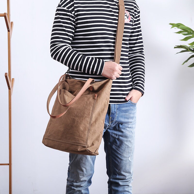 Arkefi Canvas Hobo Crossbody Bag - Large Messenger Tote For Women & Men, 14.17x12.99x5.11" - View #6