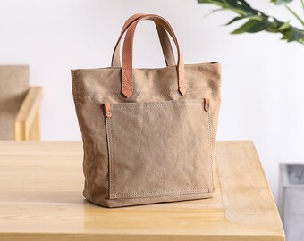 Jeelow Canvas Tote Shoulder Bag - Crossbody Sling Bag With Zipper, Brown Washed Cotton, 16x11x4.5 Inch For Men & Women - View #2