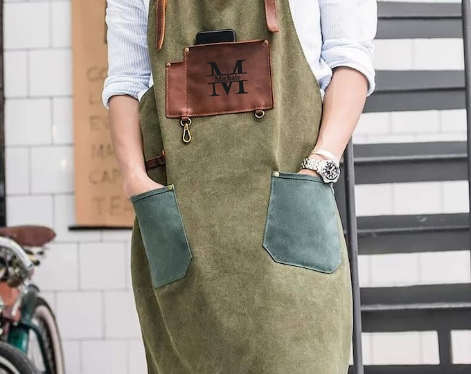 Waterproof Canvas Apron Personalized Apron Work Apron Studio Shop Apron Hairdresser Apron Painter Apron Crafter Apron Cooking Apron
