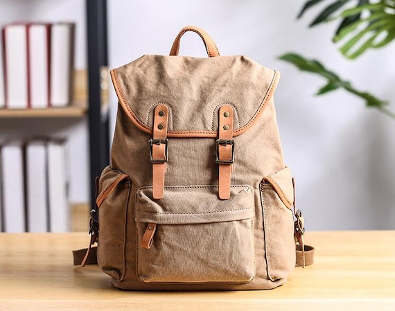 Laptop Backpack--3colors Travel Backpack Waxed Backpack Waterproof Backpack Extra Larger Canvas Leather Backpack Canvas Rucksack