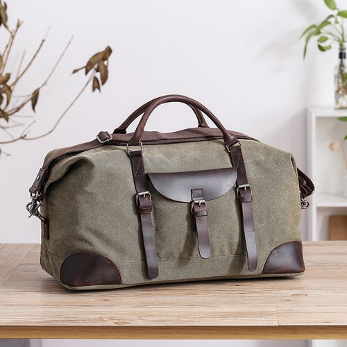 Men's Duffel Bag Vintage Canvas Holdall Personalized - Etsy