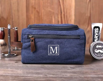 Personalized Groomsmen Gift, Shaving Dopp Kit, Embroidered Canvas Toiletry Bag, Washed Canvas Travel Case, Reusable Toiletry Pouch